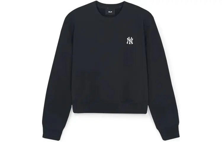 MLB New York Yankees Sweatshirts Women's Black Crew Neck Moderate Straight Fit
