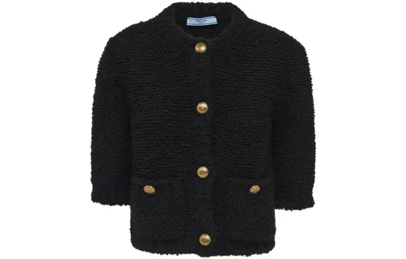 PRADA Cropped Bouclé Cardigan
