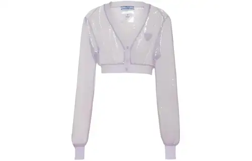 PRADA Knitwear Women's Purple V Neck Moderate Cardigan
