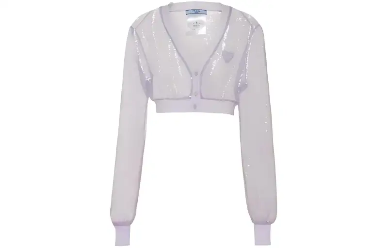 PRADA Knitwear Women's Purple V Neck Moderate Cardigan