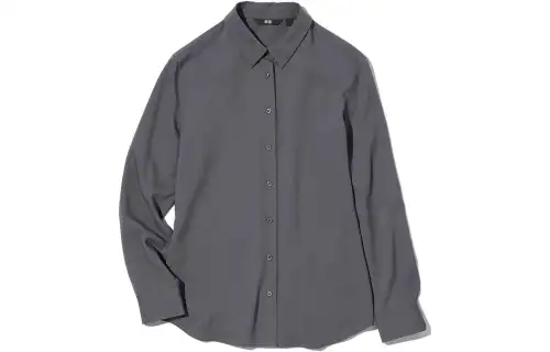 UNIQLO Shirts Women's Dark Gray Pointed Collar Moderate Shirt