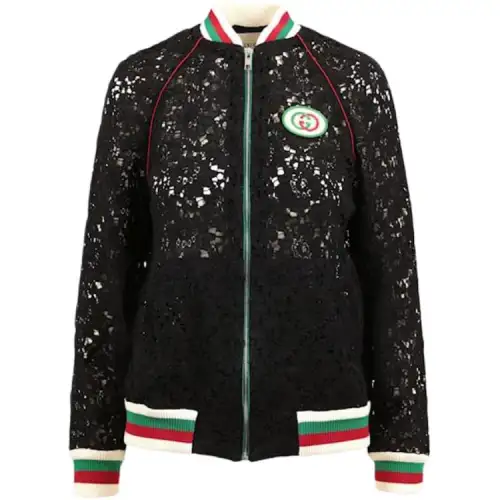 GUCCI Jackets Women's Black Baseball Collar Moderate Other