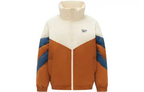 Reebok Down Jackets Women's Ecru/Brown/Lake Blue Stand Collar Lightweight Other