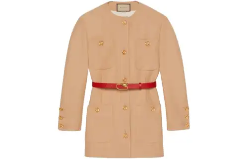 GUCCI Jackets Women's Brown Crew Neck Moderate Other