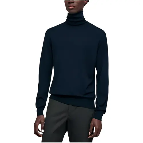 HERMES Sweaters Men's Marine Blue Turtleneck Moderate Other