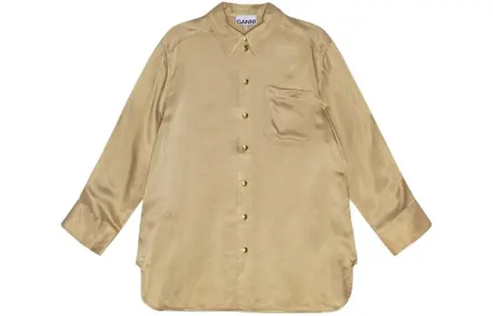 Ganni long-sleeve satin shirt