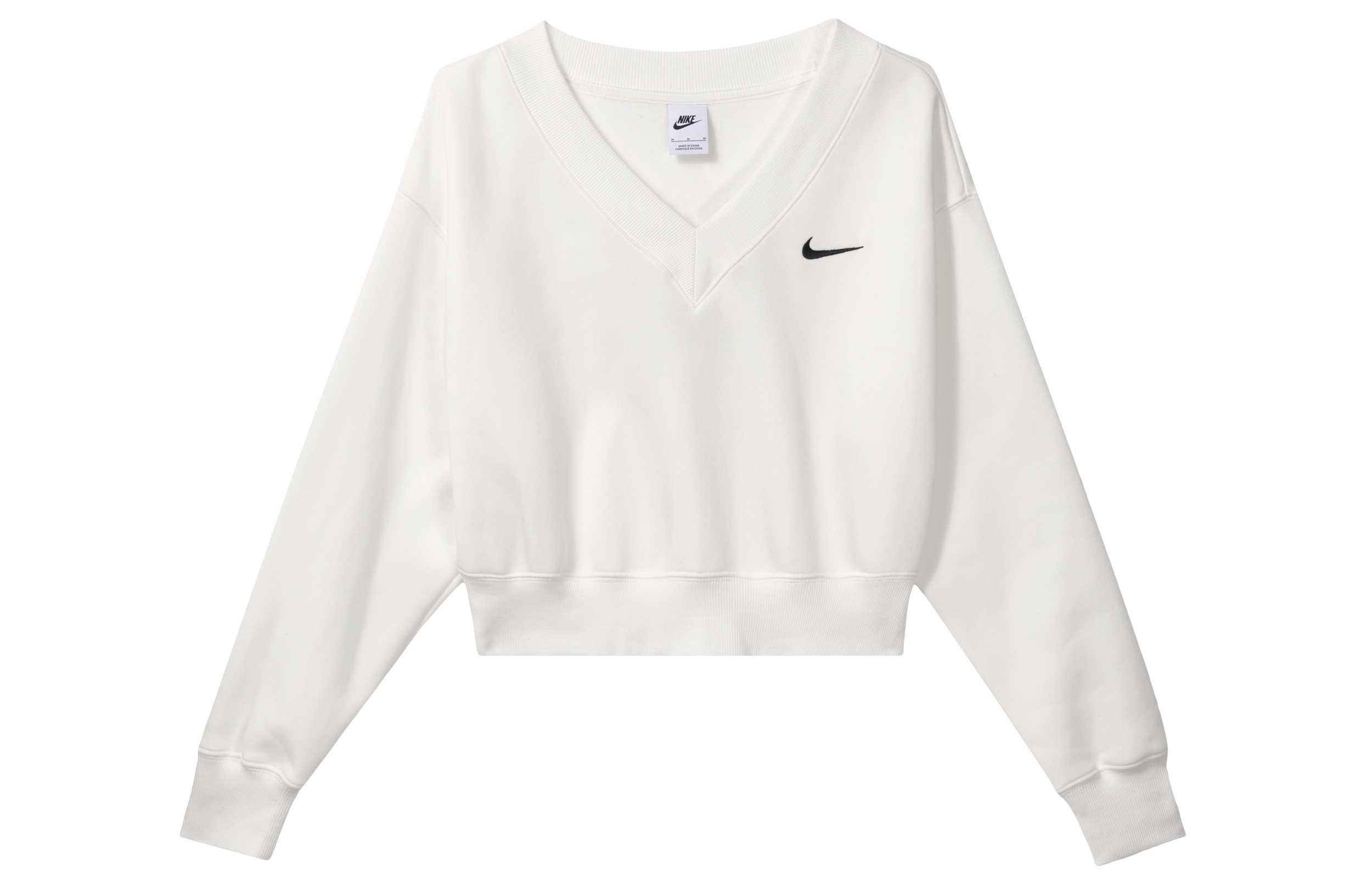 Nike Sportswear Phoenix Fleece American Vintage Solid Color Logo Embroidery V Neck Fleece Lined Loose Fit Sweatshirt
