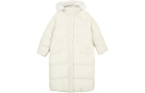 Skechers Colorful Down Jackets Women's Cream Beige White/00NA Hooded Moderate Down Coat