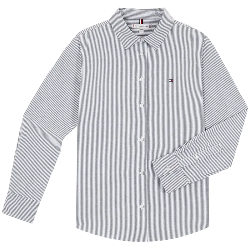 Tommy Hilfiger Shirt Women's Gray White Stripes