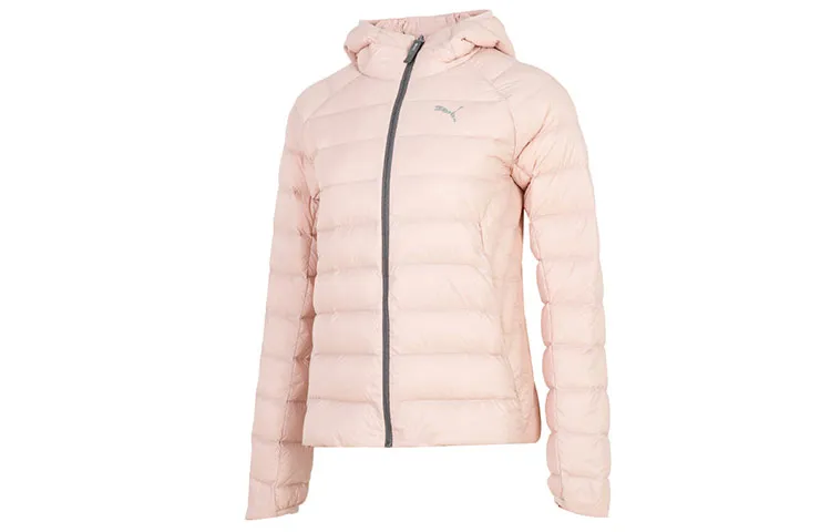PUMA Down Jackets Women's Rose Pink Hooded Moderate Quilted Down Jacket