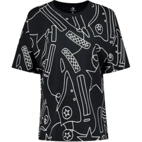 Converse T Shirts Women's Black Crew Neck Moderate