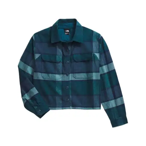 THE NORTH FACE Valley Flannel Shirt Women's Blue Green Plaid