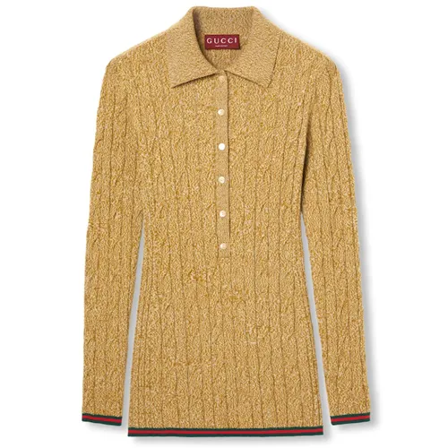 GUCCI Fine Cable And Rib Polo Top