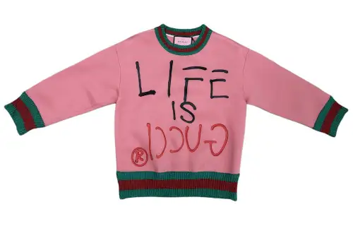 GUCCI Sweatshirts Women's Pink Crew Neck Moderate Regular