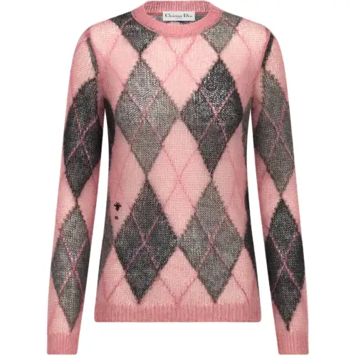 DIOR FW24 Knitwear Women's Gray Pink Blend