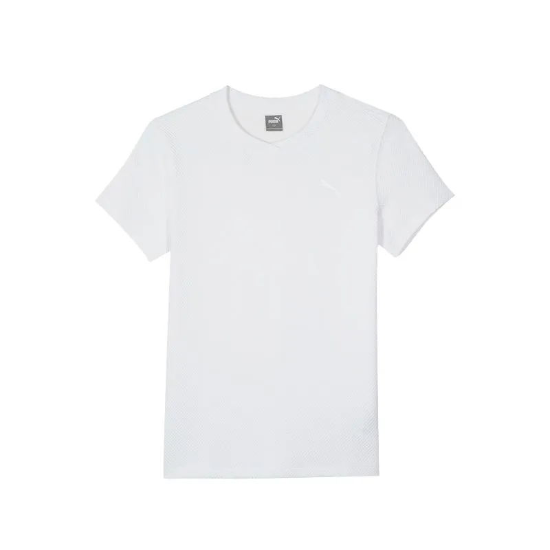 PUMA T-Shirts Women's White Crew Neck Moderate Straight Fit