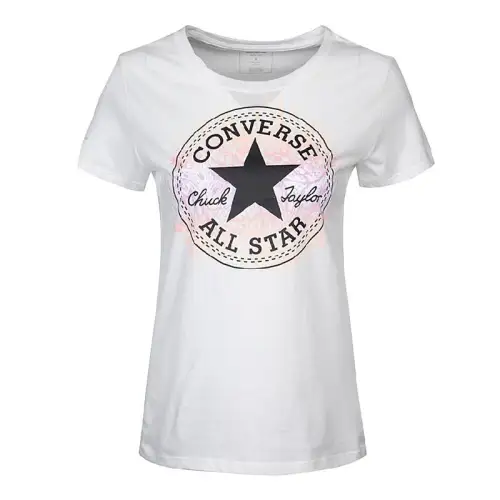 Converse T Shirts Women's White Crew Neck Moderate