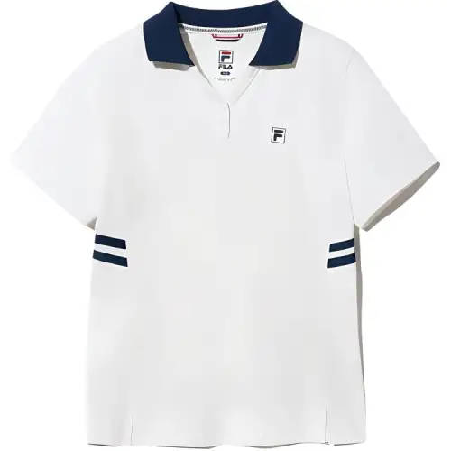 FILA Polo Shirts Women's White Polo Collar Moderate Straight Fit