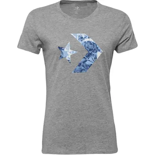 Converse Floral Star Chevron T Shirt Women's Gray