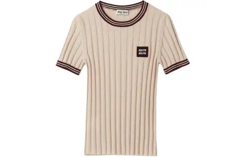 Miu Miu logo-appliqué cashmere top