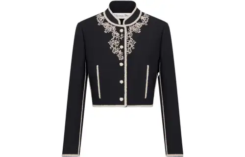 DIOR Jackets Women's Black Stand Collar Moderate