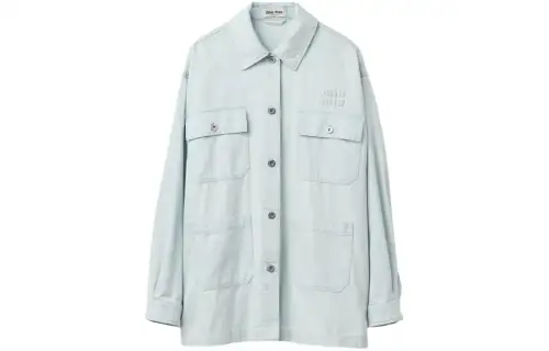 MIU MIU Jackets Women's Light Blue Lapel Moderate Other