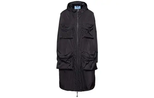 PRADA Jackets Women's Black Hooded Moderate Other