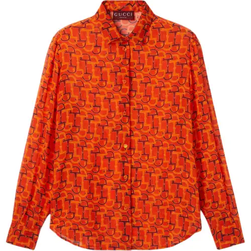 GUCCI Horsebit Print Long Sleeve Shirt