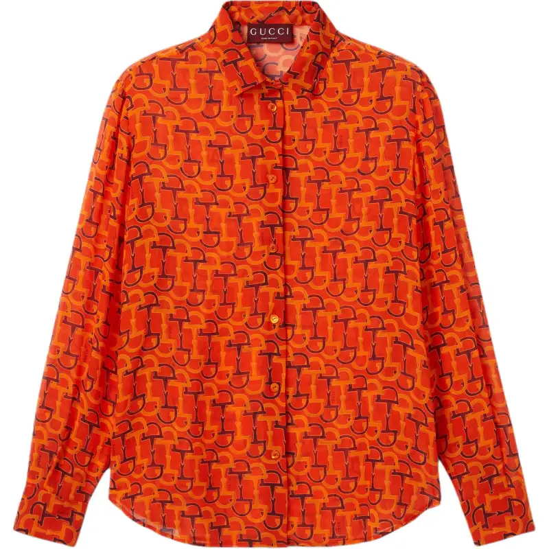GUCCI Horsebit Print Long Sleeve Shirt