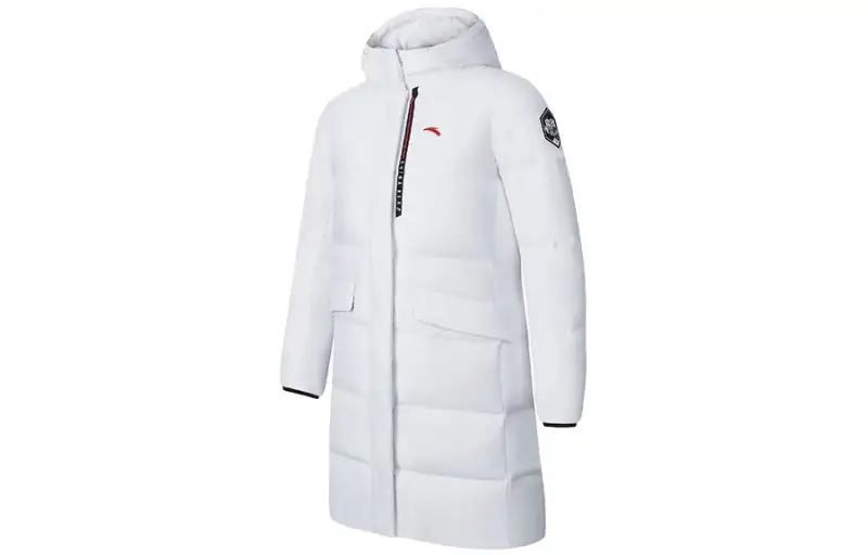 ANTA Variety Training Collection Down Jackets Women's Snowflake White Hooded Moderate Down Coat