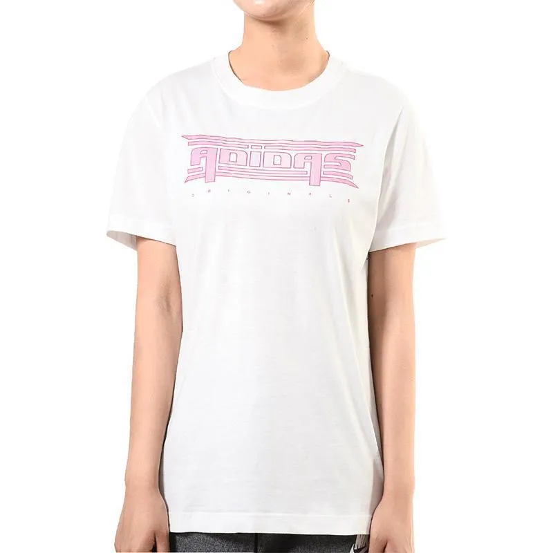 Adidas T-Shirts Women's White Crew Neck Moderate Straight Fit