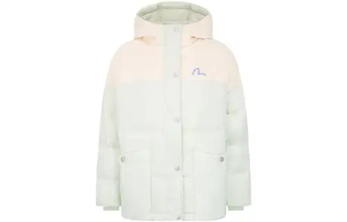 EVISU Down Jackets Women's Mint Hooded Moderate Seamless Down Jacket