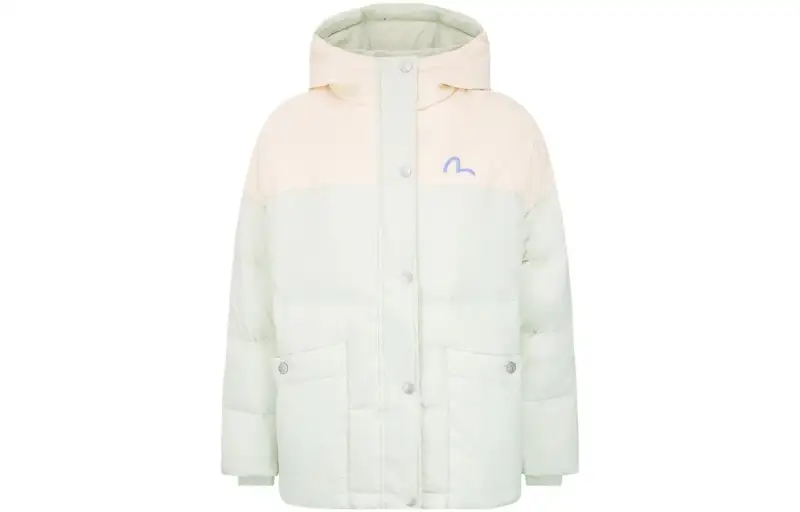 EVISU Down Jackets Women's Mint Hooded Moderate Seamless Down Jacket