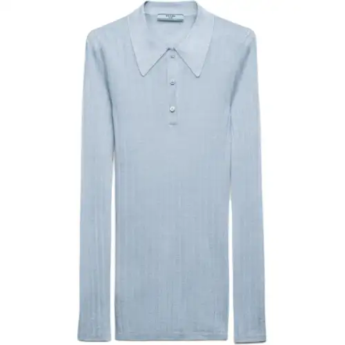 PRADA Ribbed Cashmere silk Polo Top