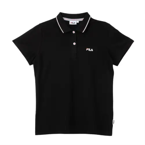 FILA Polo Shirts Women's Black Polo Collar Moderate