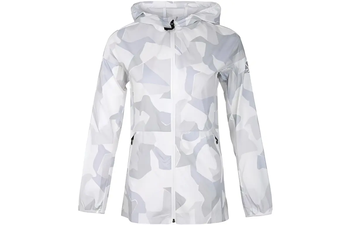 Adidas Jackets Women's White Hooded (Non-detachable) Moderate Nipped-in Waist