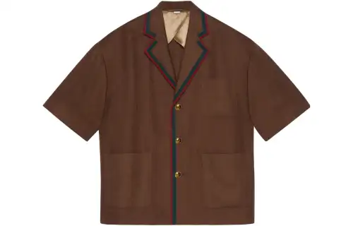 GUCCI Jackets Women's Brown Lapel Moderate Other