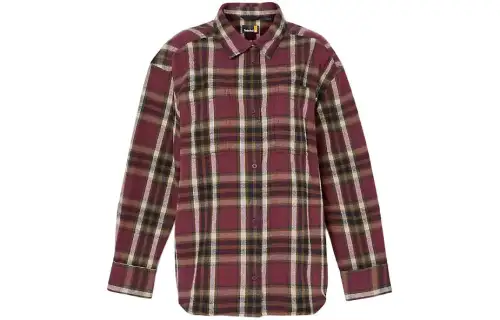 Timberland Flannel Overshirt Shirt Women's Burgundy