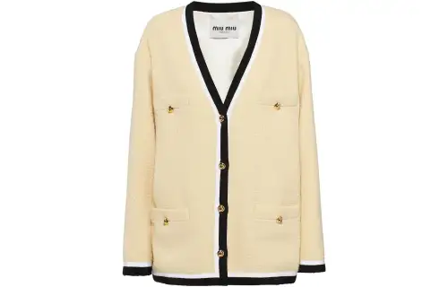 MIU MIU Jackets Women's Beige V Neck Moderate Other