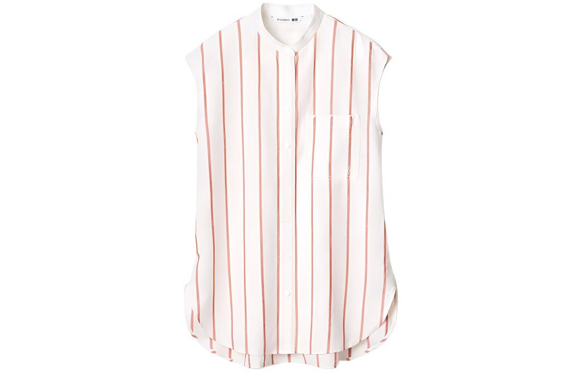 UNIQLO UNIQLO × JWANDERSON UNIQLO JW Anderson joint series joint model SS24 striped blended round neck sleeveless shirt women's white