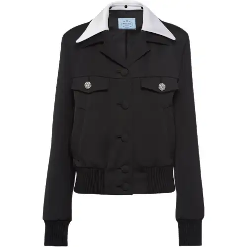 Prada Embellished Button-Up Bomber Jacket