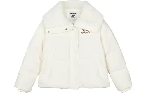 Skechers Down Jackets Women's Marshmallow White/0074 Fur Collar Moderate Puffer Jacket