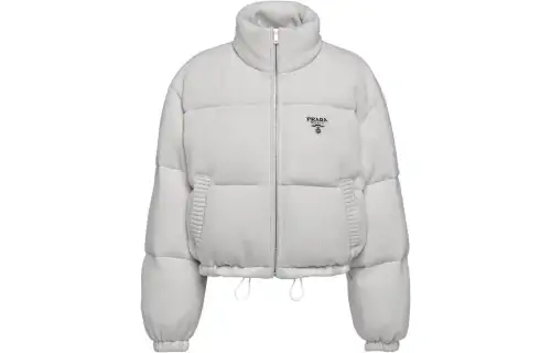 PRADA Jackets Women's Light Gray Stand Collar Moderate Other