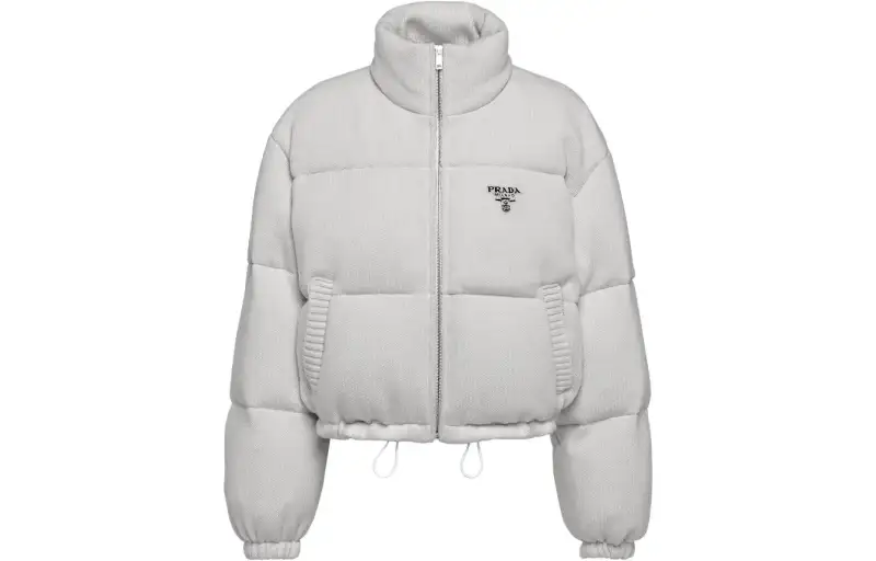 PRADA Jackets Women's Light Gray Stand Collar Moderate Other