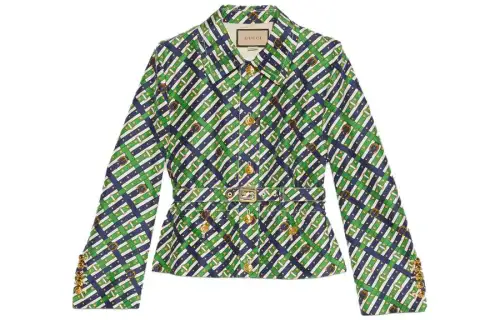 GUCCI Jackets Women's Green Lapel Moderate Other