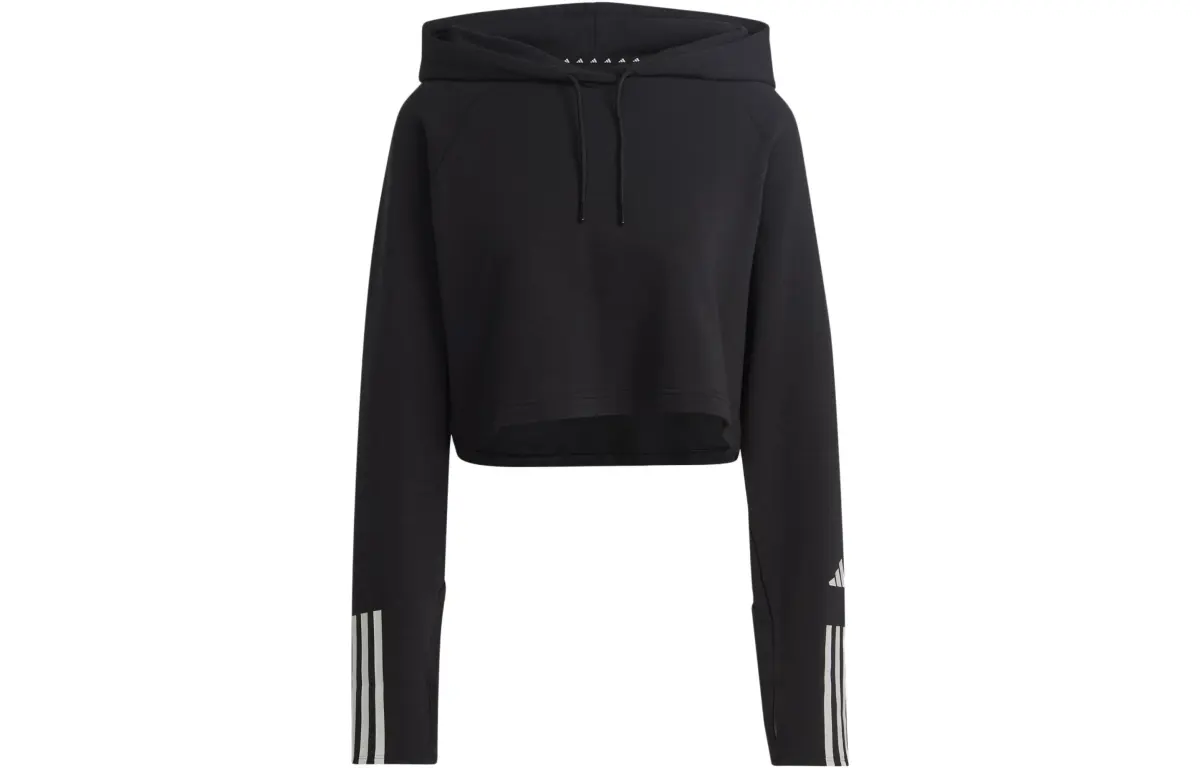 Adidas Train Essentials Train Cotton 3 Stripes Hoodie Sweatshirt Women's Black