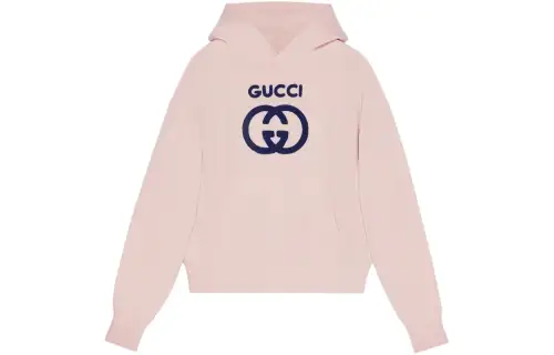 GUCCI Logo Embroidered Jersey Hoodie