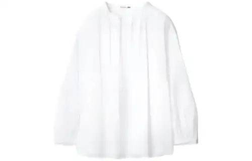 UNIQLO UNIQLO x JWANDERSON joint model SS24 UNIQLO JW Anderson joint series solid color cotton rich casual long-sleeved shirt women's white