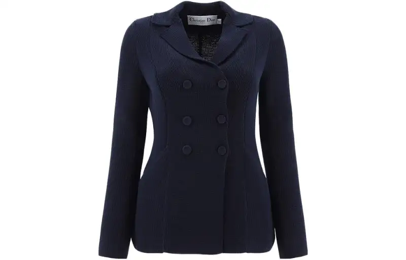 DIOR Jackets Women's Marine Blue Suit Collar Moderate Other