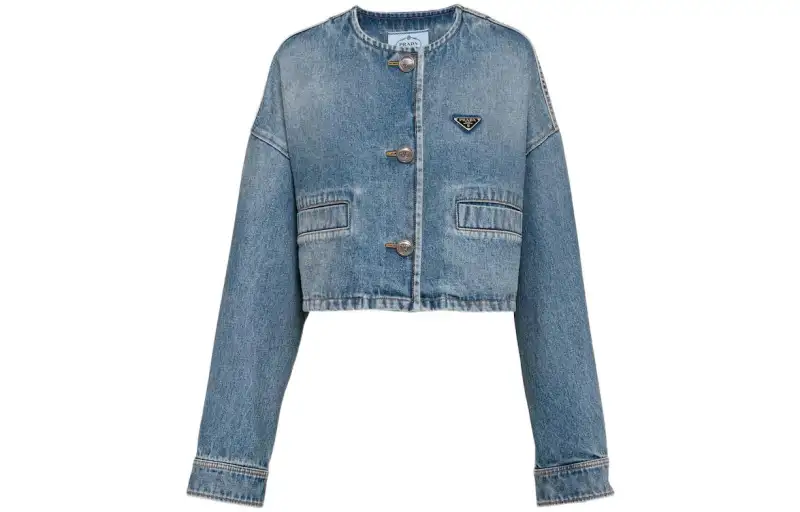 Prada triangle-logo denim blouson jacket
